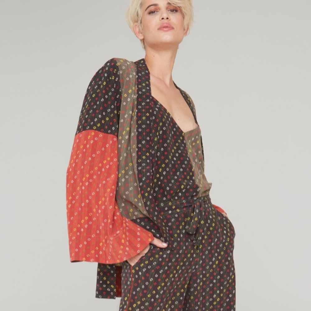 La Boheme KAI KIMONO in Shabori Mix Prints Multi Color NWT